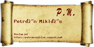 Petrán Miklós névjegykártya